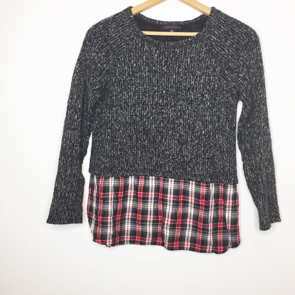 Sanctuary Sweaters - Sanctuary Faux layered sweater plaid top black red